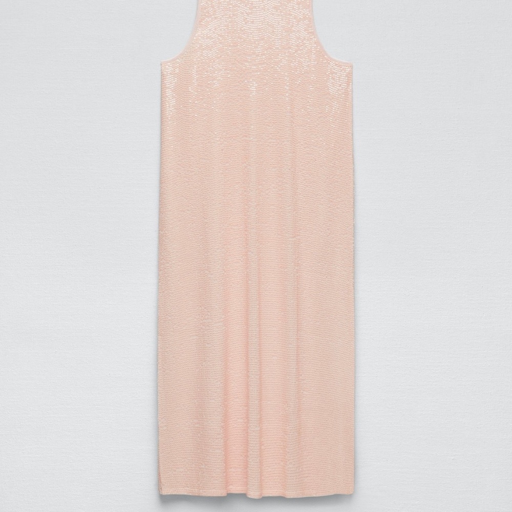 Zara limited edition sequins baby pink dress you cannot miss - Picture 6 of 8